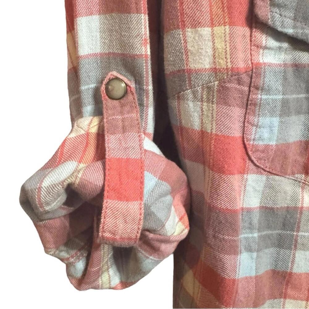 JACHS Girlfriend Western Bea Flannel Plaid Snap Button Down Shirt Red Blue Sz M - Picture 6 of 9